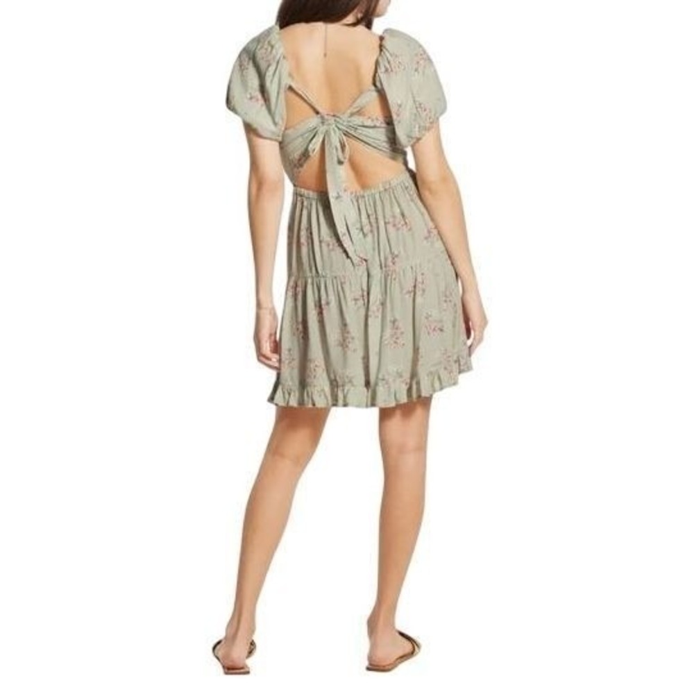 WISHLIST APPAREL Floral Open Back Mini Dress Multicolor Women's Size Large NWOT